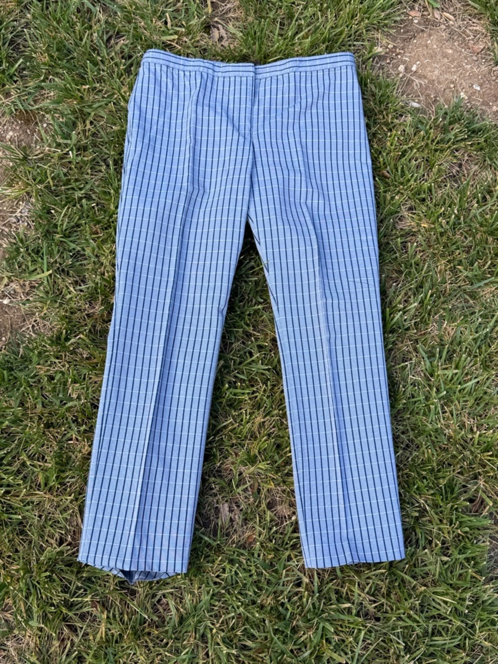Theory Blue Pinstripe Cropped Pants